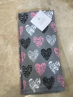 S Gray Hearts Pink 100% Cotton Nwt