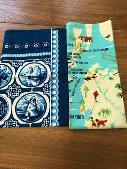 2 Printed  Linen Tea Towels,