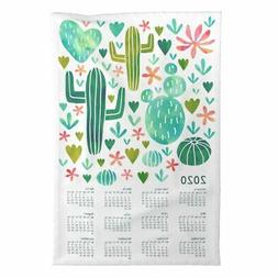 Calendar Cactus Succulent Watercolor Linen Cotton By Spoonfl