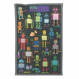 Calendar Retro Robots Rainbow Linen Cotton By Spoonflower