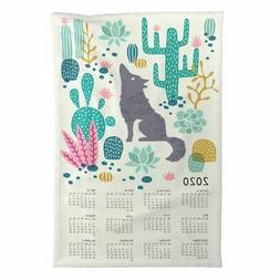 Calendar Wolf Desert Cactus Animal Linen Cotton By Spoonflow