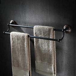 Rack Antique Black Wall Mounted Bath Double Towel Bar Solid 