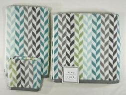 Set - Chevron Pattern - Aqua Blue Gray White Green