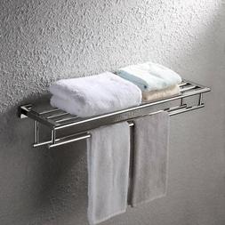 Rack With Shelf Stainless Steel Double Towel Bar Dual