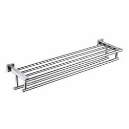 Rack With Shelf Stainless Steel Double Towel Bar Dual...