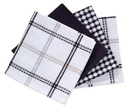 Set Ultra Absorbent Cloths Windowpane Black Cotton Towels