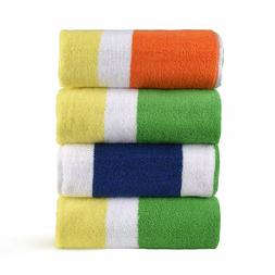 4pc Wares Extra Large Beach Towels, 100% Cotton - Striped Mu