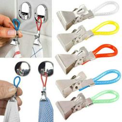 Hanging Clips Loops Hand Towel Hanger For Kitchen Bathroom B