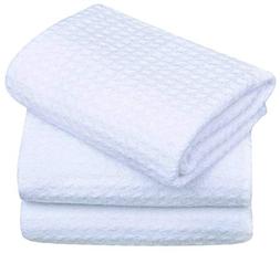 SINLAND Microfiber Dish Drying Towels Dish Towels Waffle Weave Kitchen Towels 16 Inch X 24 Inch 3 Pack White