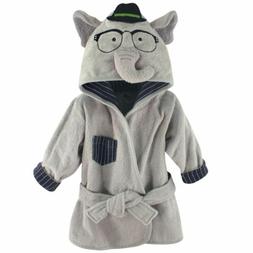 Hudson Baby Animal Face Hooded Bathrobe, Smart Elephant, 0-9