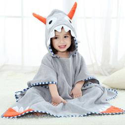 Cotton Bathrobe Beachtowel For Boys Girls 0-7 Year Gray