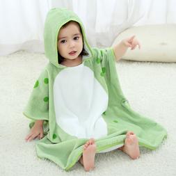Cotton Bathrobe Beachtowel For Boys Girls 0-7year Green
