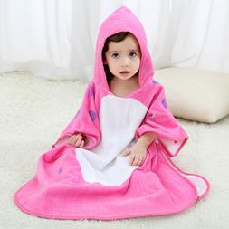 Cotton Bathrobe Beachtowel For Boys Girls 0-7 Year Pink