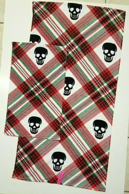 Set 2 Skull Christmas Tart Plaid Black Red Green