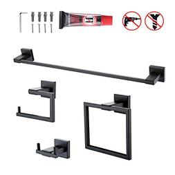 Bar Toilet Paper Holder Towel Ring And Robe Hook Matt Black 