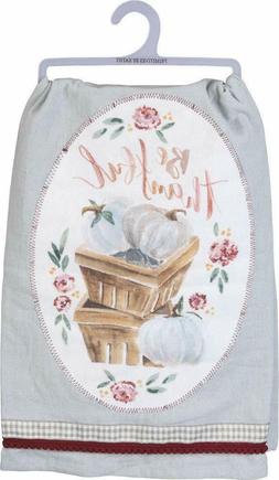 BE THANKFUL Fall Thanksgiving Tea Towel, 100% Cotton, Primit