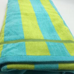The Big One Cabana Stripe Aqua Blue Lime Green 37x74 100% Co