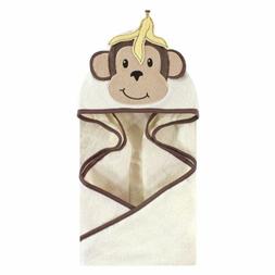 Hudson Baby Boy and Girl Animal Face Hooded Towel, Banana Mo