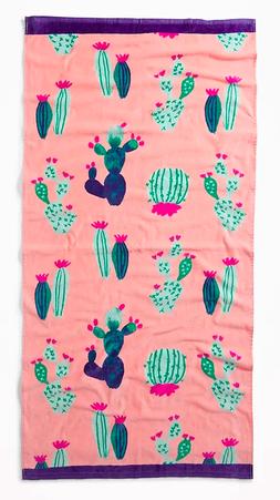 Terry Cacti Graphic Pink Green Arizona Desert 62" X 30" New