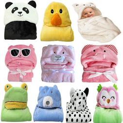 Coral Fleece Blanket Infant Hooded Wrap Bathrobe Animal