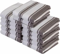 S 12 White Cotton Striped 15 X 25 Kitchen Tea Towels Utopia 