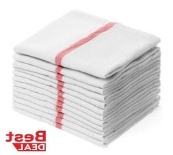 S Pack Absorbent White Cotton Red Striped 15 X 25" Kitchen 2