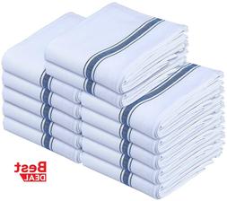 S White With Blue Stripe 15 X 25 100% Cotton Absorbent 3-240