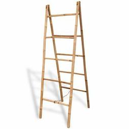 Ladder W/ 5 Rungs Bamboo Hanger Rail Rack Holder Bathroom