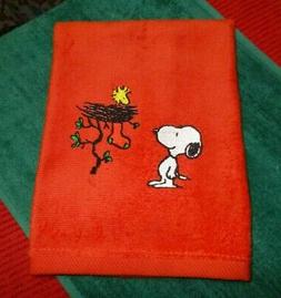 Embroidered SNOOPY CHRISTMAS Kitchen Bathroom RED cotton Tow