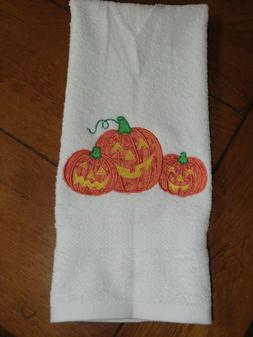 - Halloween - 3 Appliqued Pumpkins-whitetowel