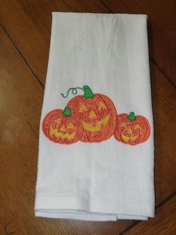 - Halloween - 3 Appliqued Pumpkins-whitetowel