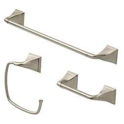 Ring, Toilet Paper Holder And 24" Towel Bar In Brushed Nicke