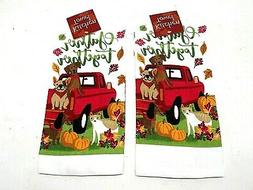 Set Red Trunk Dogs Gather Together Pumpkins Leaves Autumn