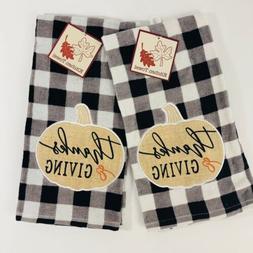 Set Farmhouse Black White Checks And Pumpkin New