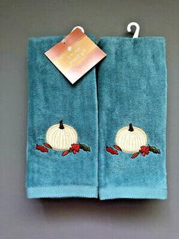 S Teal Pumpkin Embroidered Bathroom Set Of 2 Thanksgiving Fa