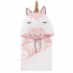 Hudson Baby Girl Animal Face Hooded Towel, Modern Unicorn