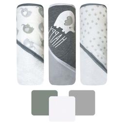 S 6 Piece Elephant Bath Towel Set Newborns Infants & Toddler