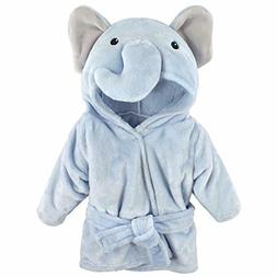 Hudson Baby Unisex Baby Plush Animal Face Robe, Blue Elephan