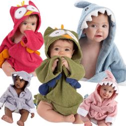 Infant Baby Toddler Boys Girls Hooded Bathrobe Cartoon Anima