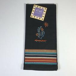 Embroidered Southwest Cactus Black KItchen Dish Tea Towel
