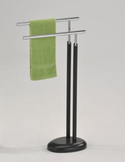 Holder Free Standing Towel Rack Stand, Gray & Chrome