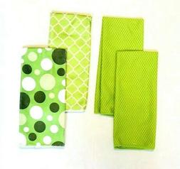 Set Of 4 Lime Green Solid  Bubble Print Nwt 15 X 25 Inch