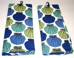 Set Of 2 Sea Shells Blue Turquoise Green Summer Beach House