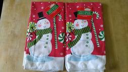 Snowman & Candy Red & Green Set Of 2 Nwt