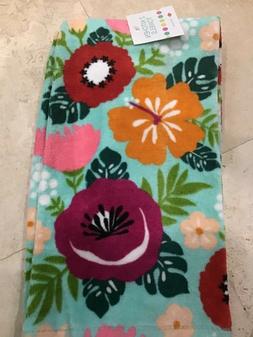 S  Turquoise Purple Orange P Flowers 100% Cotton  Nwt