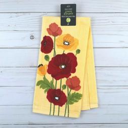 Flowers Poppies Yellow Terry Cloth