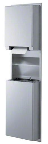 Dispenser And Waste Receptacle, Satin Finish, 17-3/16" Width