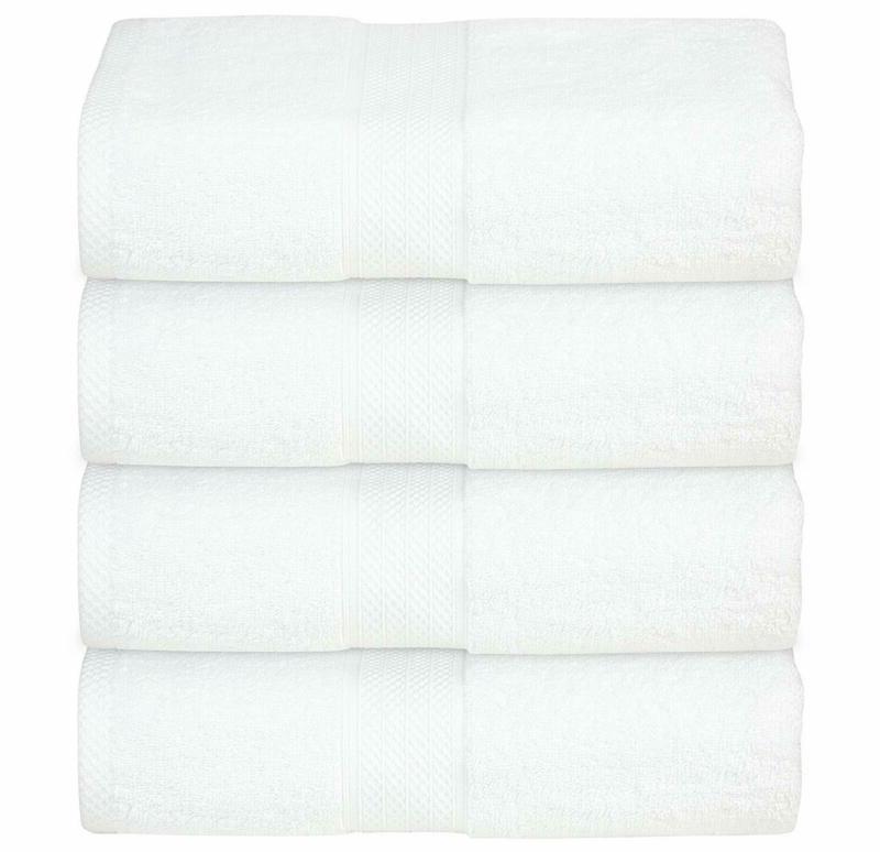 Set 100% Combed Cotton 4 Bath Towels 27"x54" - 600 Gs