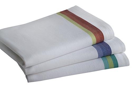 Harringdons Set 12-Tea 100% Dish Cloths 28"x20" Soft Absorbent. White with Green 4 no Substitute for Quality