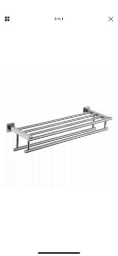 Rack With Double Towel Bar 24-inch Wall Mount Shelf New